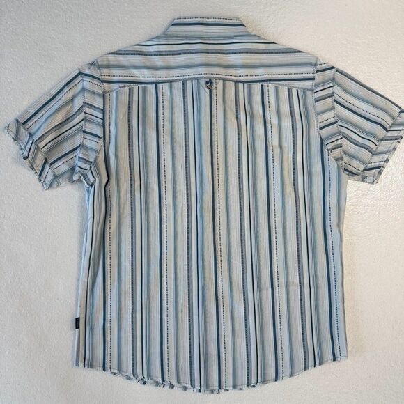 Kuhl Men’s Suncel Button-Up Medium Shirt Blue Striped Hiking Outdoors Mountains - Picture 3 of 6